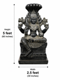 Hand-carved 5 ft Naga Mariamman statue in natural stone, product view 3 highlighting the goddess and serpent details.