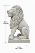 Hand-carved 5 ft Temple Guardian Lion Stone Statue in natural Charnockite stone, product view 6 showing the sculpture and carved details.