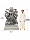 Hand-carved 6 ft Bhadrakali statue in natural stone, product view 5 highlighting the sculpture and carved details.