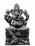 Hand-carved 6 ft Ganesha statue in natural stone, product view 1 highlighting the sculpture and carved details.