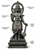 Hand-carved 6 ft Hanuman statue in natural stone, product view 2 highlighting the sculpture and carved details.