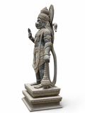 Hand-carved 6 ft Hanuman statue in natural stone, product view 3 highlighting the sculpture and carved details.