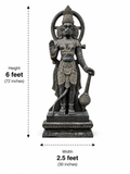 Hand-carved 6 ft Hanuman statue in natural stone, product view 3 highlighting the sculpture and carved details.
