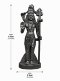 Hand-carved 6 ft Shiva statue in natural stone, product view 5 highlighting the sculpture and carved details.
