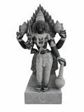 Hand-carved 6 ft Thuvara Sakthi statue in natural stone, product view 1 highlighting the sculpture and carved details.