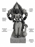 Hand-carved 6 ft Thuvara Sakthi statue in natural stone, product view 2 highlighting the sculpture and carved details.