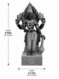 Hand-carved 6 ft Thuvara Sakthi statue in natural stone, product view 5 highlighting the sculpture and carved details.