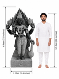 Hand-carved 6 ft Thuvara Sakthi statue in natural stone, product view 6 highlighting the sculpture and carved details.