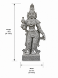 Hand-carved Gowri Amman statue in natural stone, product view 3 highlighting the goddess form and carved details.