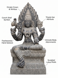 Hand-carved Karumari Amman statue in natural stone, product view 2 highlighting the goddess form and carved details.