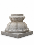 Close-up product view highlighting the lotus carving and polished stone finish of the hand-carved Balipeedam pedestal.