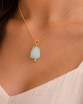 Natural Aquamarine Raw Stone Pendant Necklace